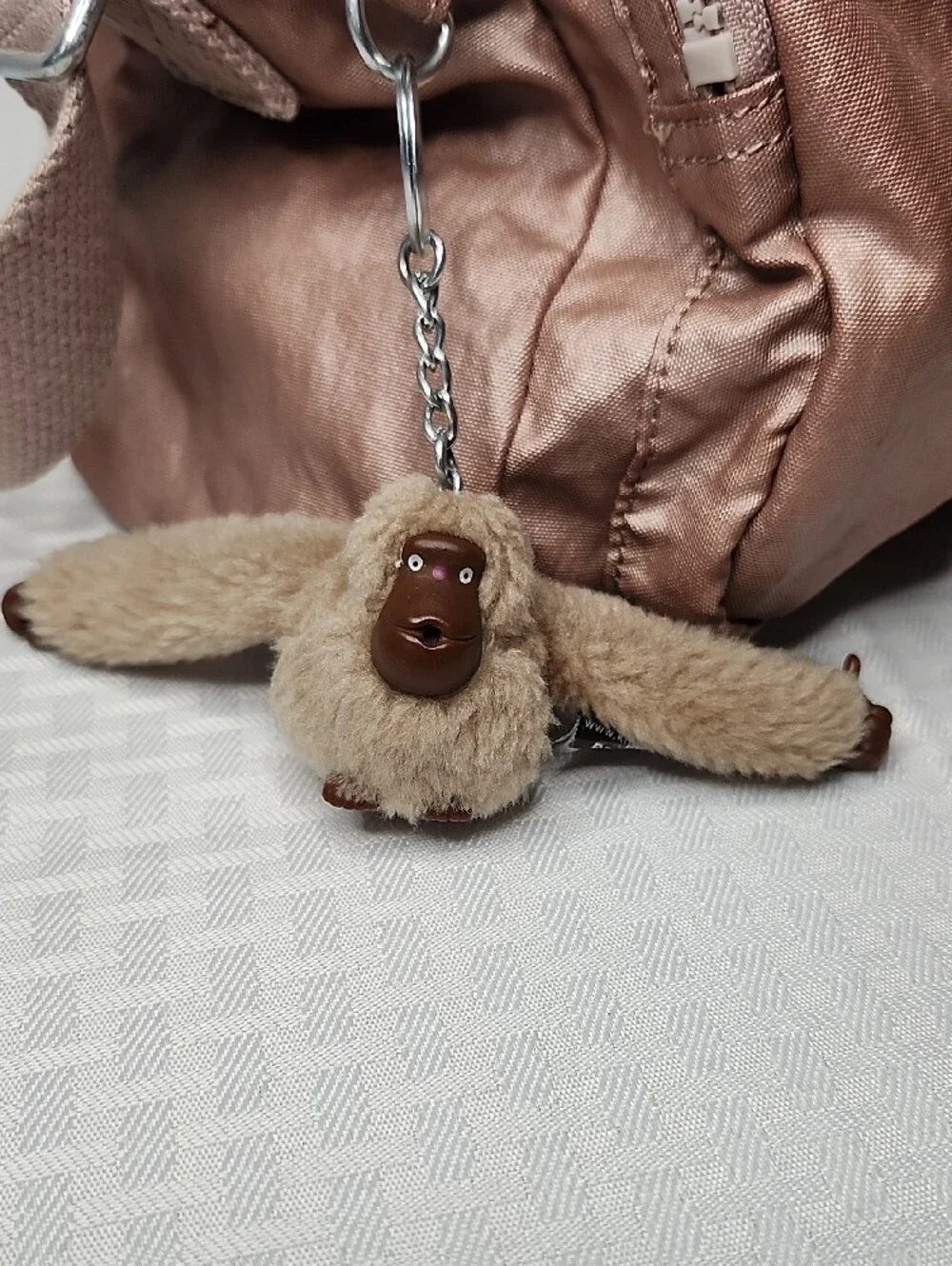 Kipling Rose Metallic Bag With  Monkey Keychain